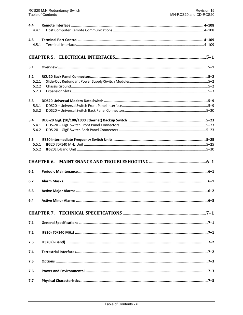 Comtech EF Data RCS20 User Manual | Page 7 / 202