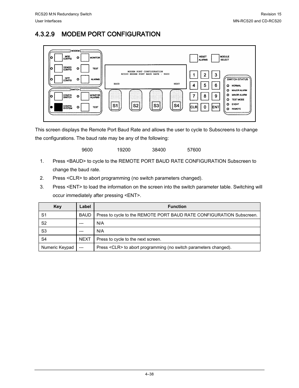 9 modem port configuration | Comtech EF Data RCS20 User Manual | Page 72 / 202