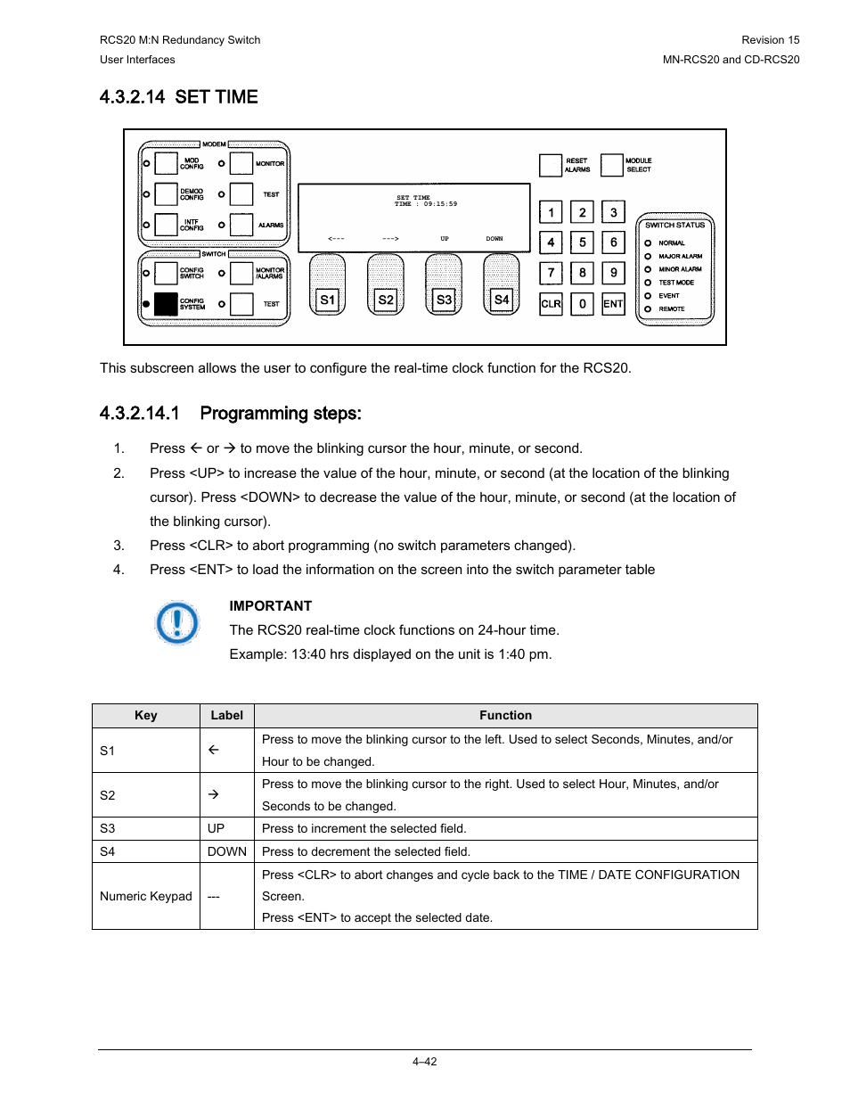 14 set time, 1 programming steps | Comtech EF Data RCS20 User Manual | Page 76 / 202