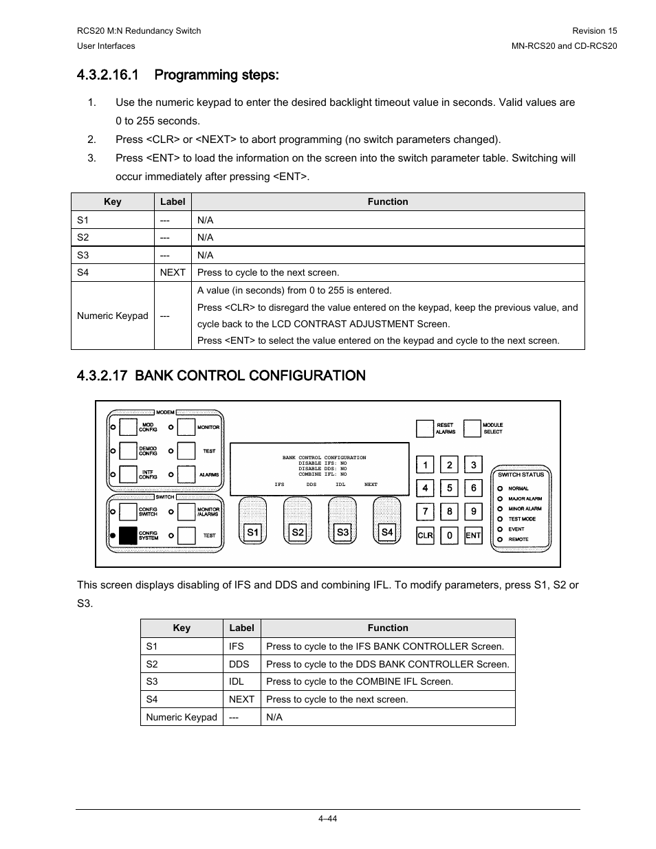 1 programming steps, 17 bank control configuration | Comtech EF Data RCS20 User Manual | Page 78 / 202