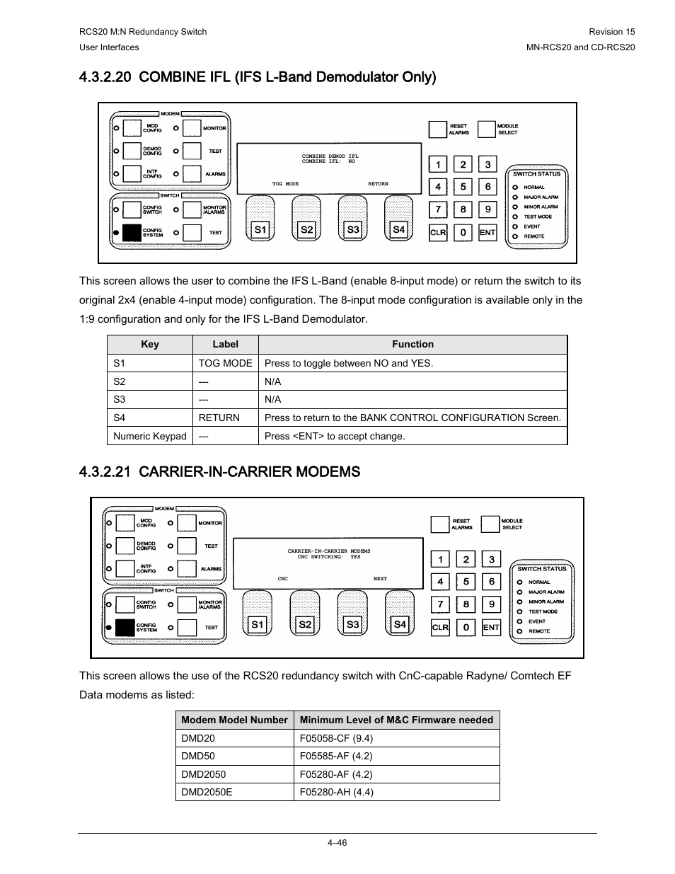 20 combine ifl (ifs l-band demodulator only), 21 carrier-in-carrier modems | Comtech EF Data RCS20 User Manual | Page 80 / 202