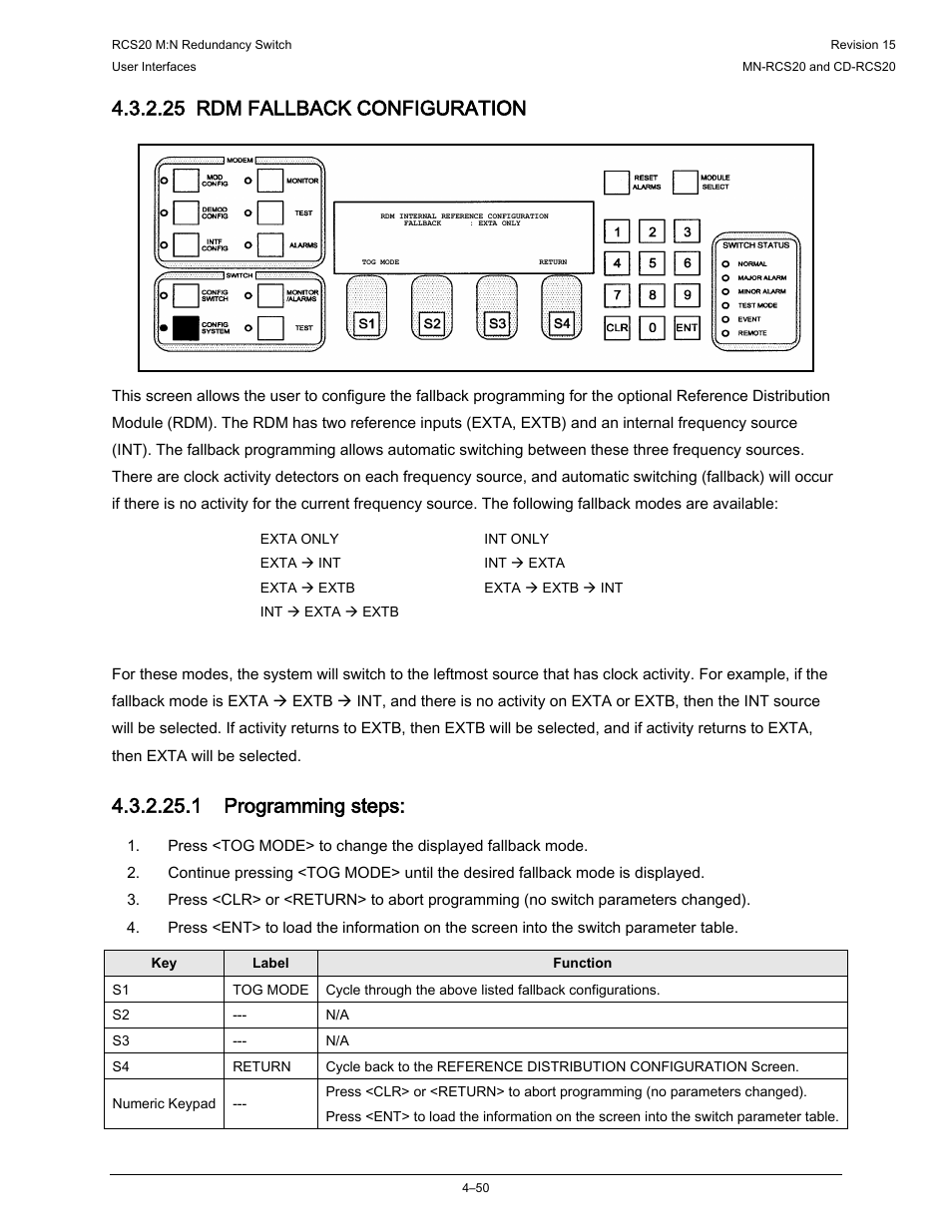 25 rdm fallback configuration, 1 programming steps | Comtech EF Data RCS20 User Manual | Page 84 / 202