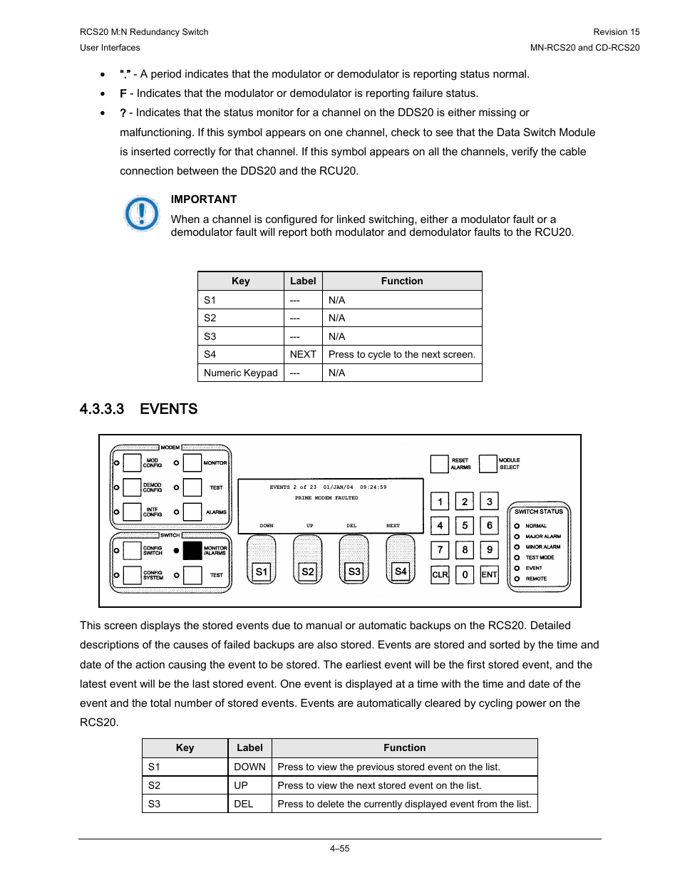 3 events | Comtech EF Data RCS20 User Manual | Page 89 / 202