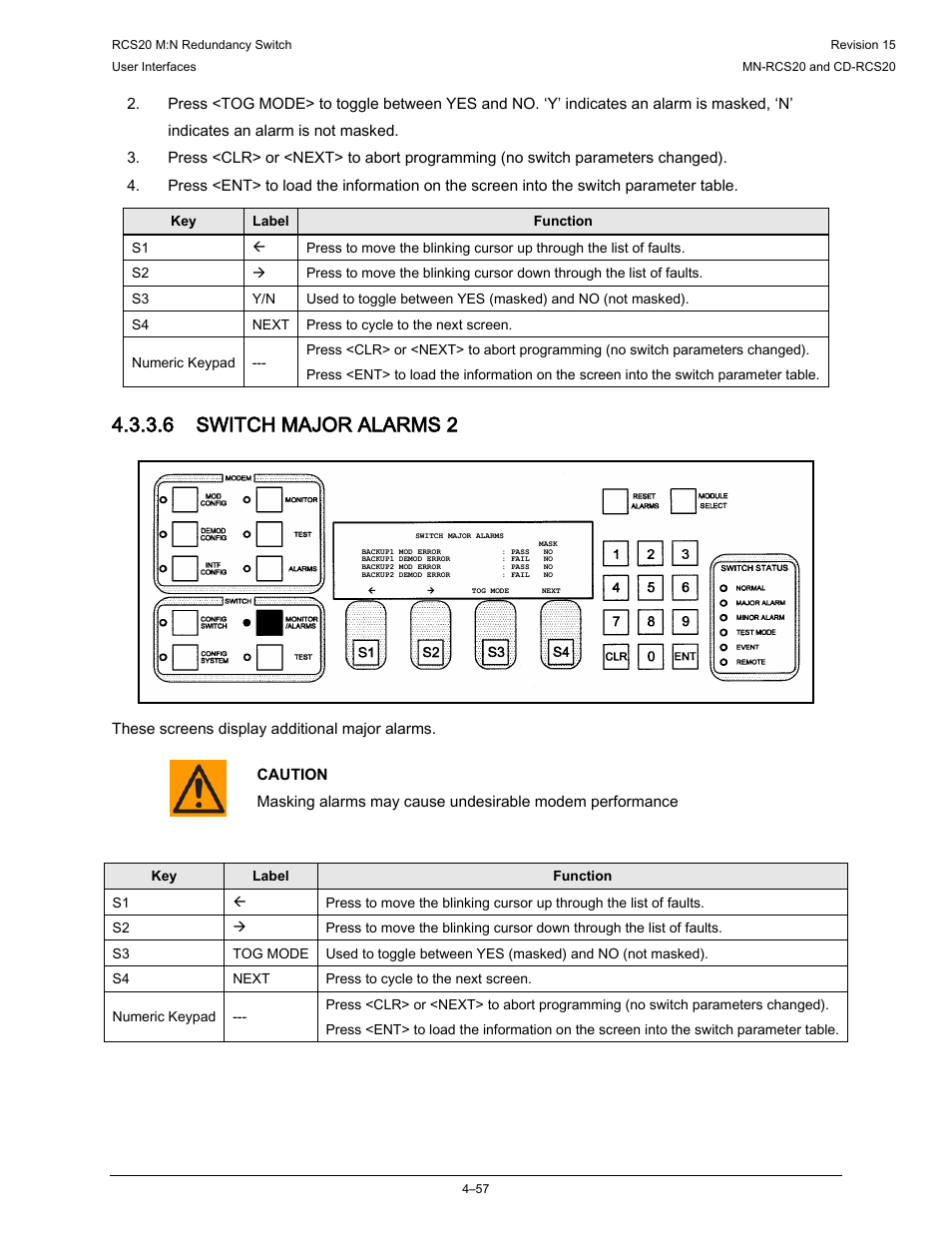 6 switch major alarms 2 | Comtech EF Data RCS20 User Manual | Page 91 / 202