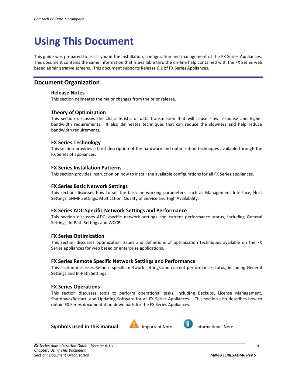 Using this document, Document organization | Comtech EF Data FX Series Administrator Guide User Manual | Page 10 / 151