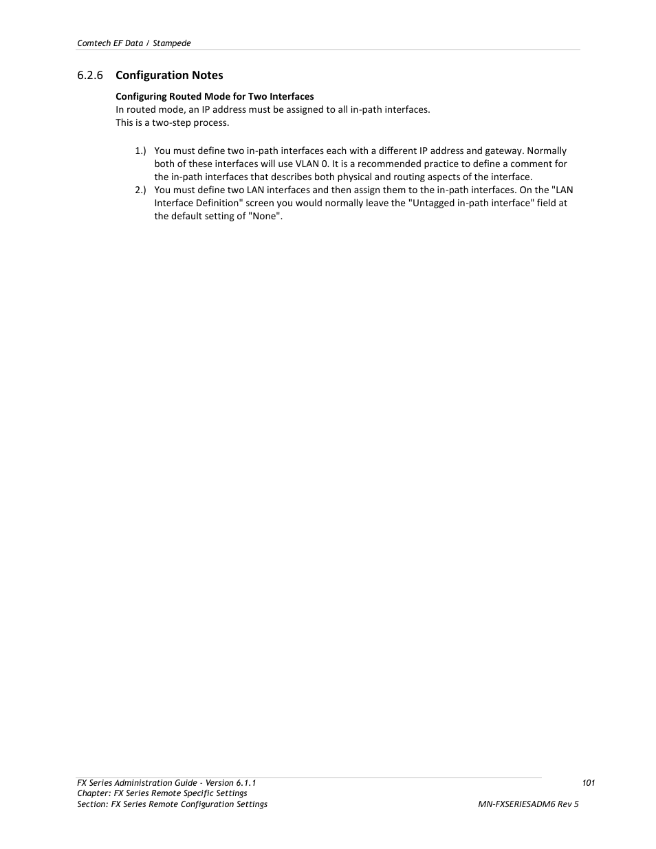 Configuration notes | Comtech EF Data FX Series Administrator Guide User Manual | Page 101 / 151