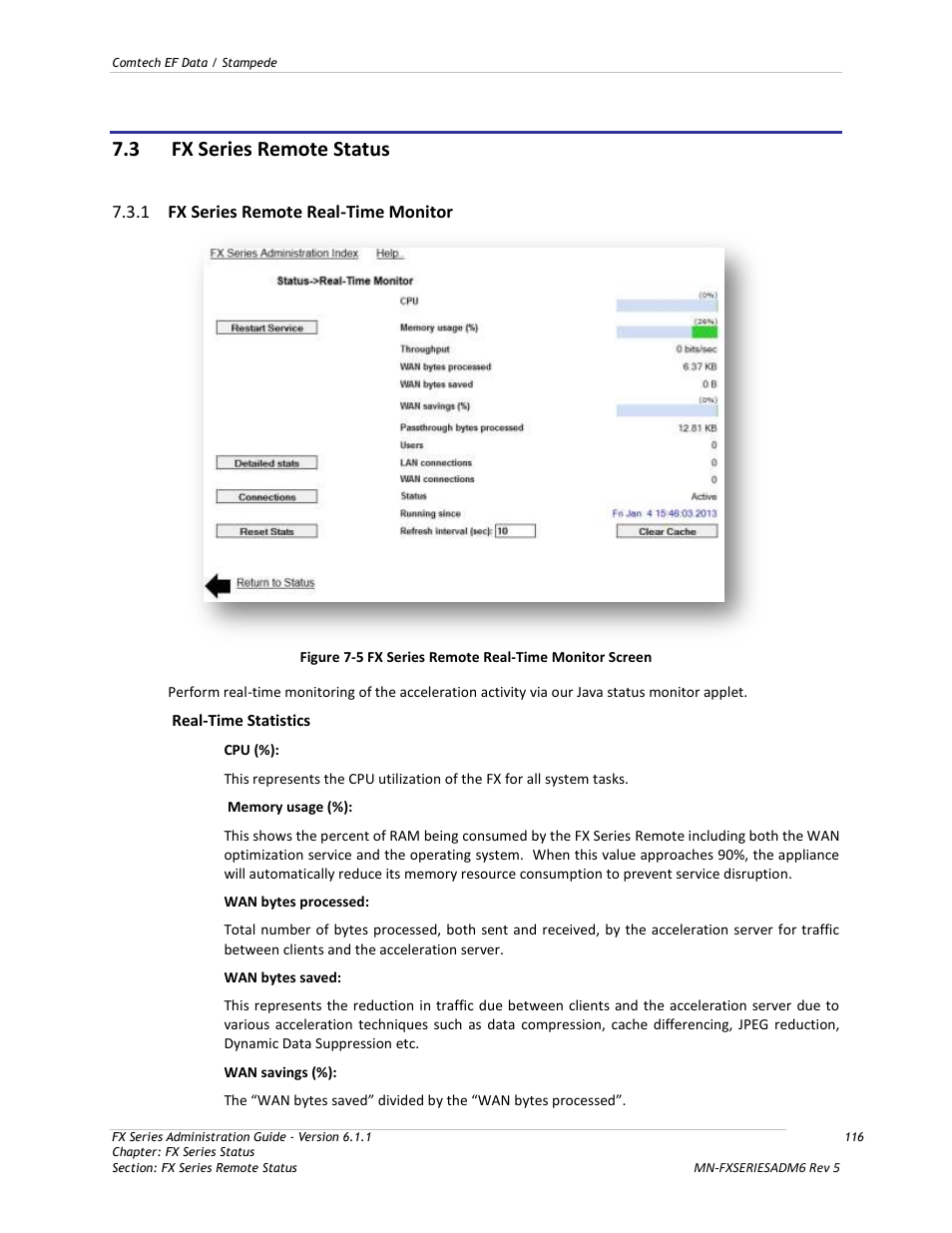 Fx series remote status, Fx series remote real-time monitor, 3 fx series remote status | Comtech EF Data FX Series Administrator Guide User Manual | Page 116 / 151