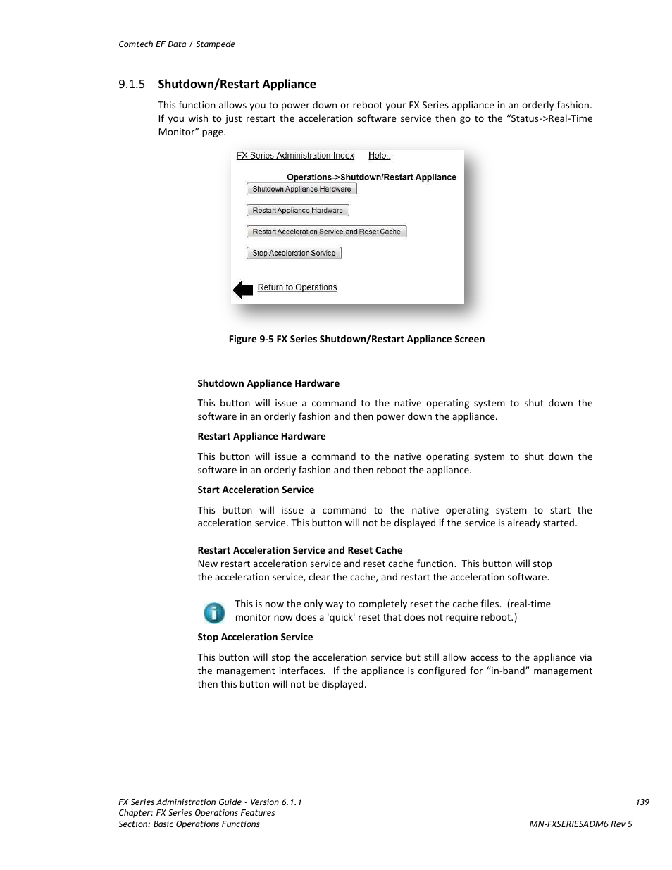 Shutdown/restart appliance, 5 shutdown/restart appliance | Comtech EF Data FX Series Administrator Guide User Manual | Page 139 / 151