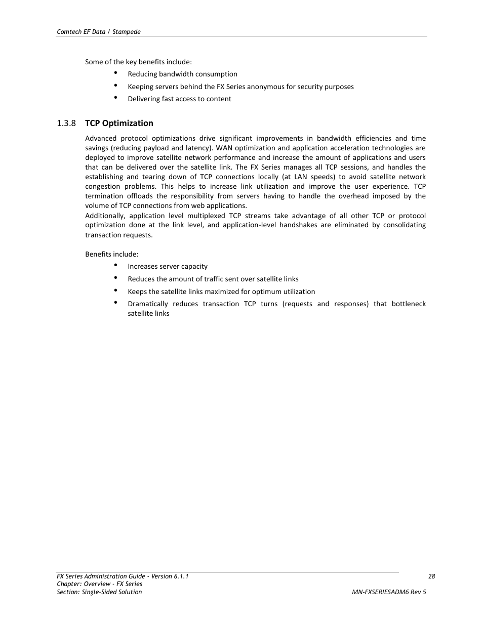 Tcp optimization | Comtech EF Data FX Series Administrator Guide User Manual | Page 28 / 151