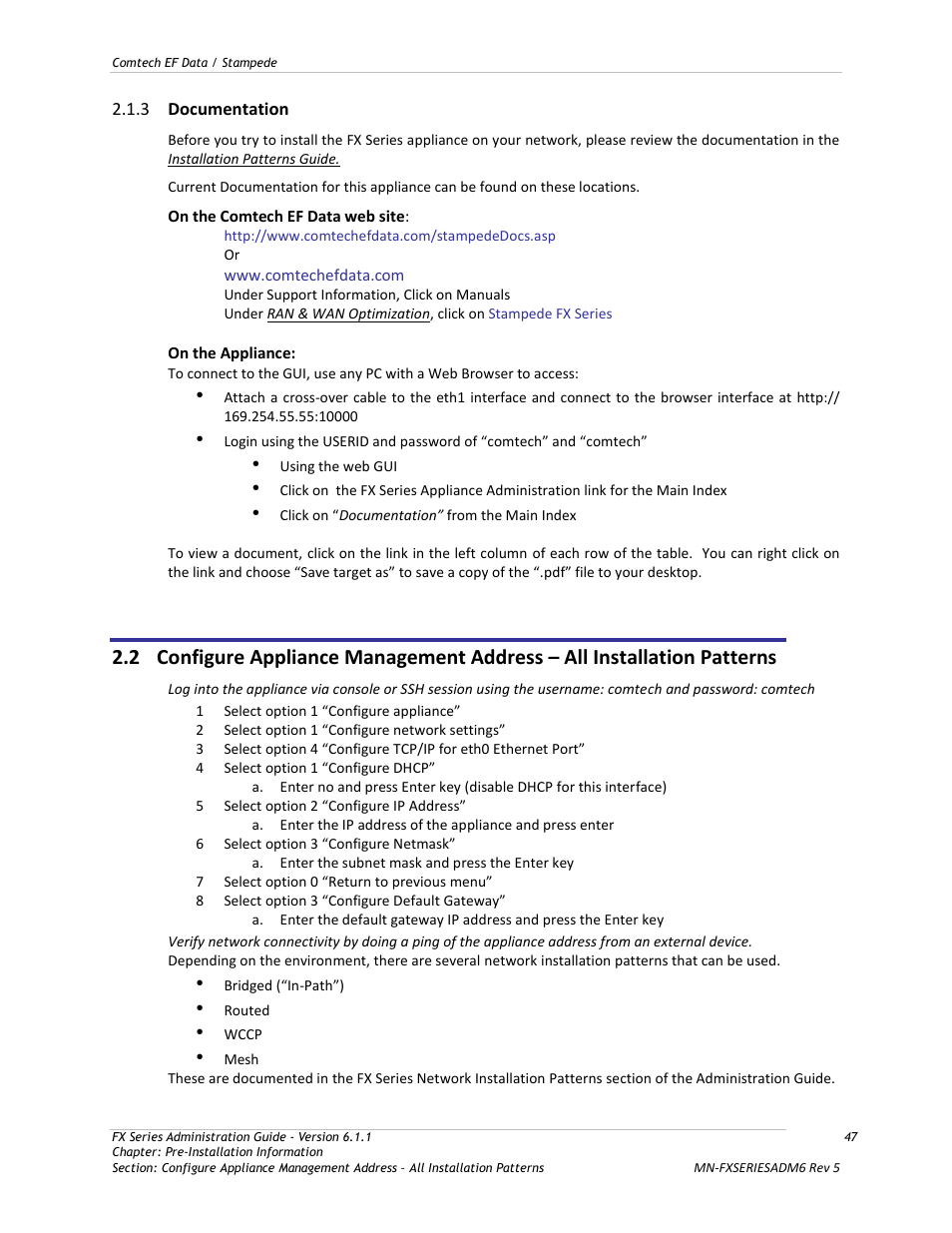 Documentation | Comtech EF Data FX Series Administrator Guide User Manual | Page 47 / 151