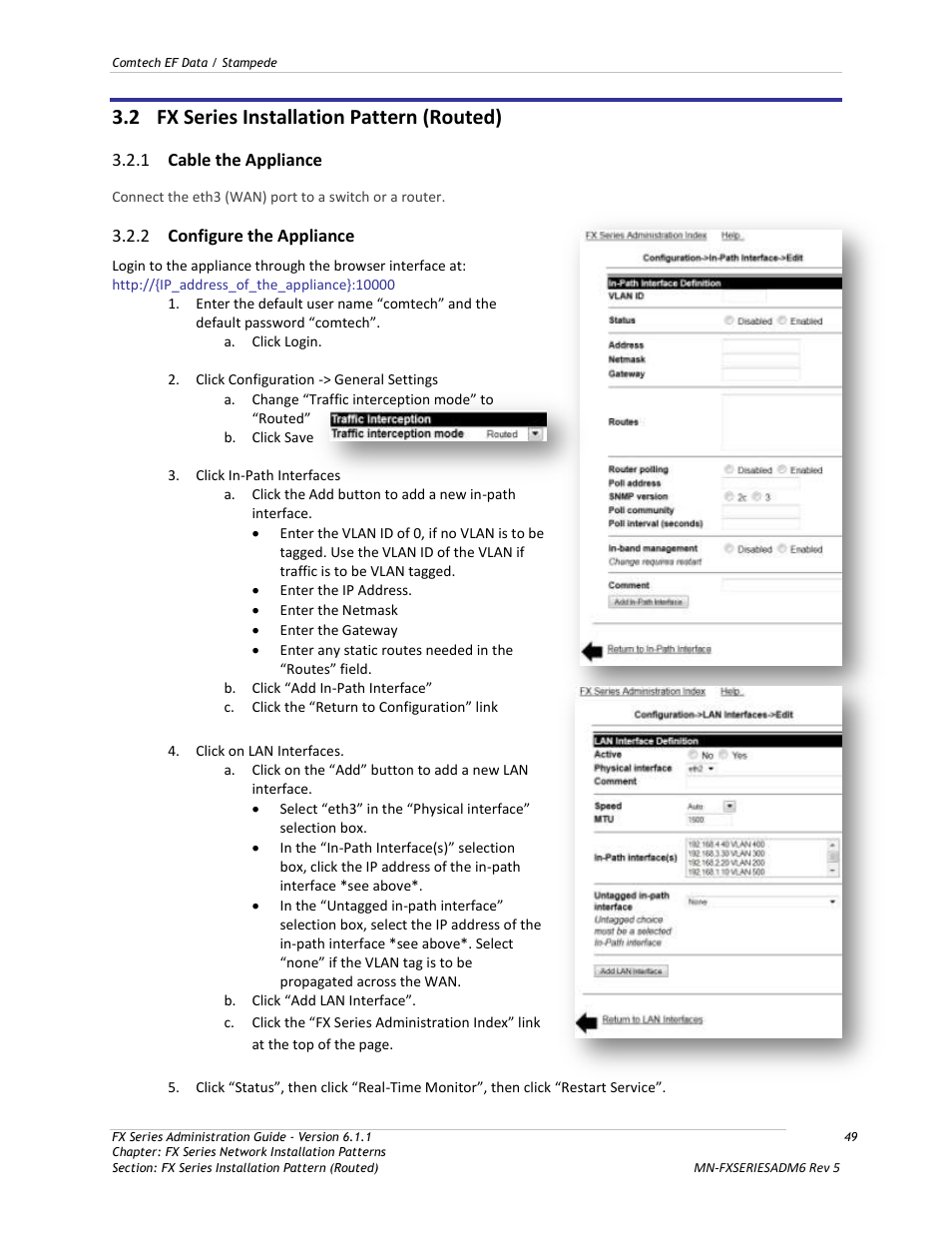 Fx series installation pattern (routed), Cable the appliance, Configure the appliance | 2 fx series installation pattern (routed) | Comtech EF Data FX Series Administrator Guide User Manual | Page 49 / 151