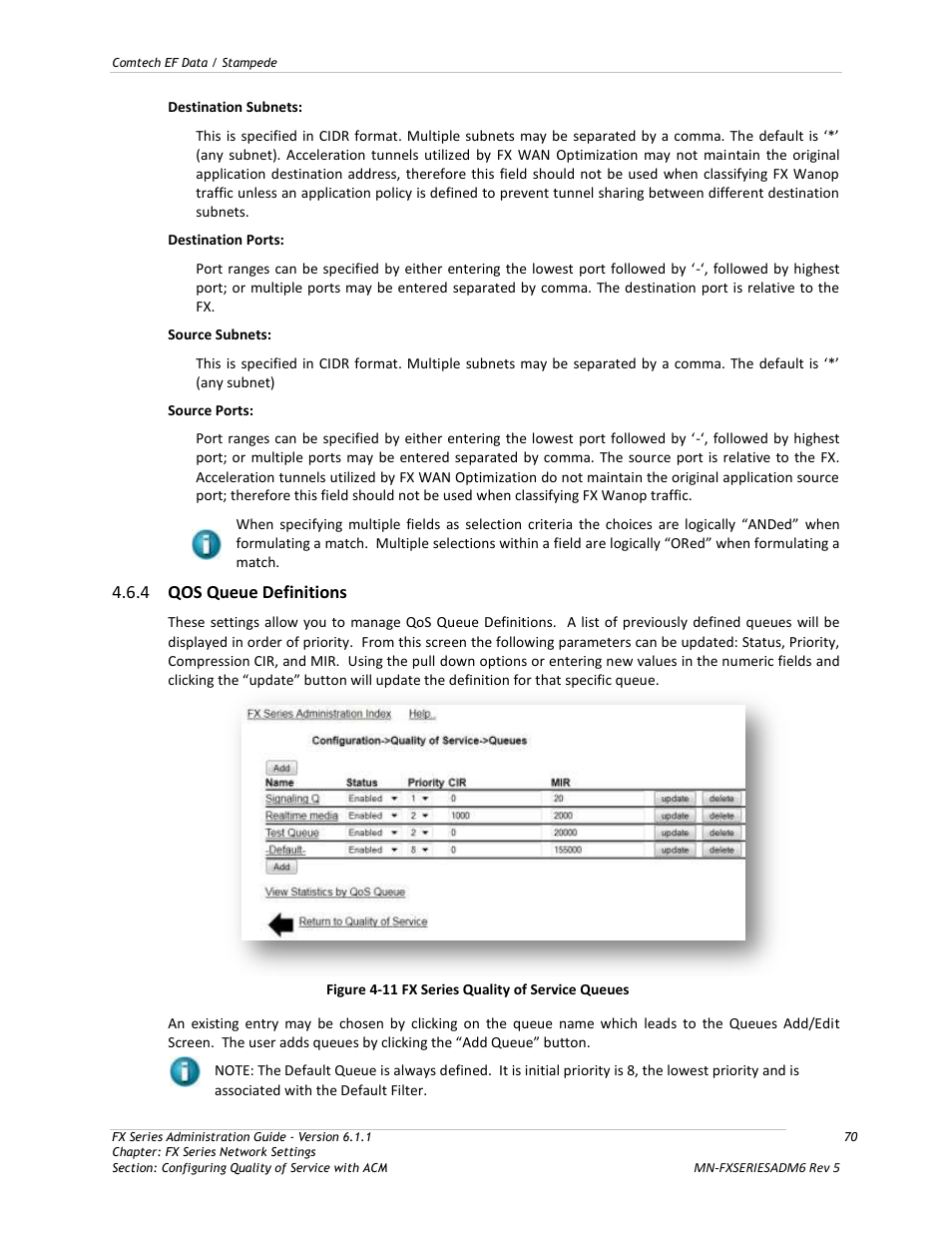 Qos queue definitions, Figure 4-11 fx series quality of service queues, 4 qos queue definitions | Comtech EF Data FX Series Administrator Guide User Manual | Page 70 / 151