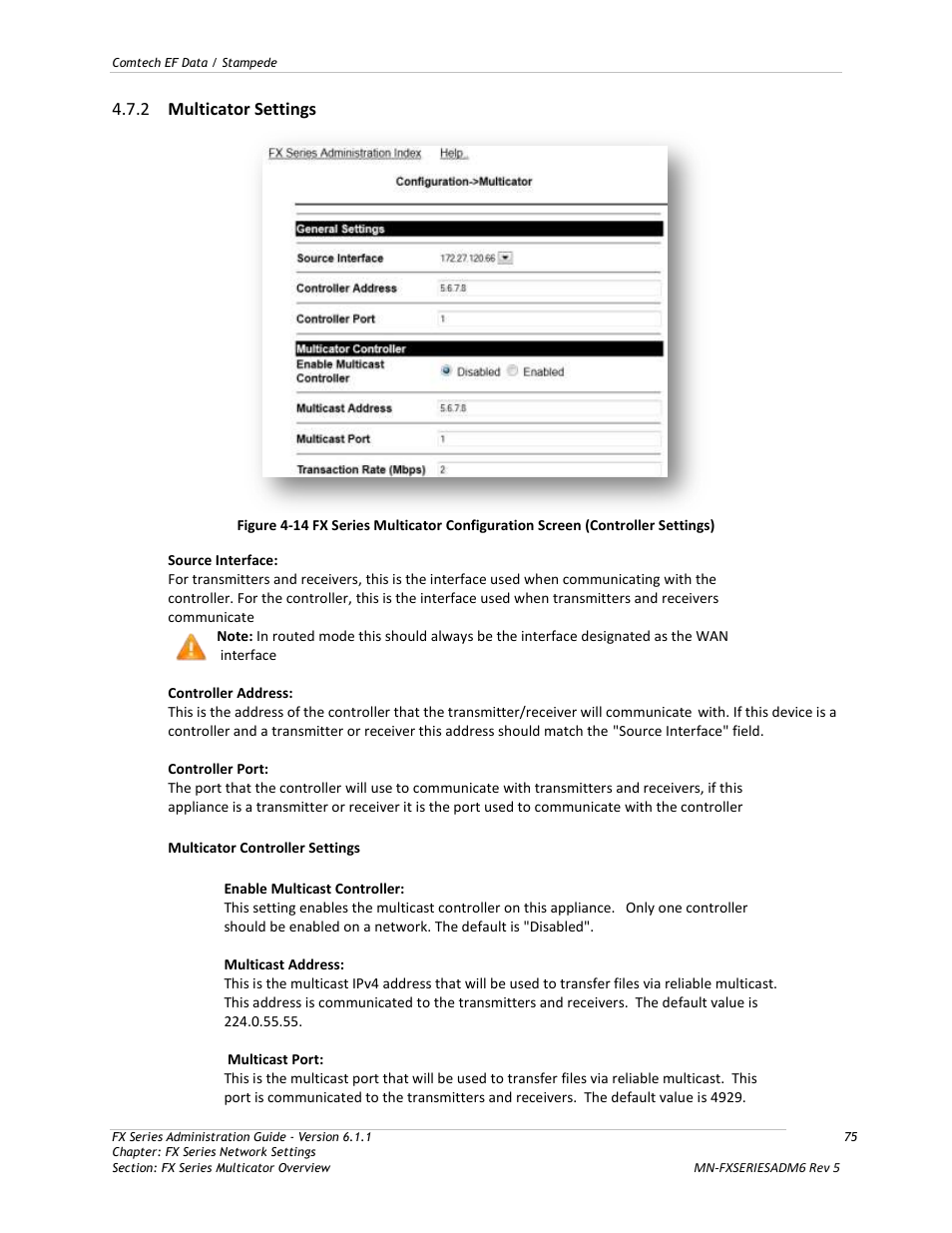 Multicator settings, 2 multicator settings | Comtech EF Data FX Series Administrator Guide User Manual | Page 75 / 151