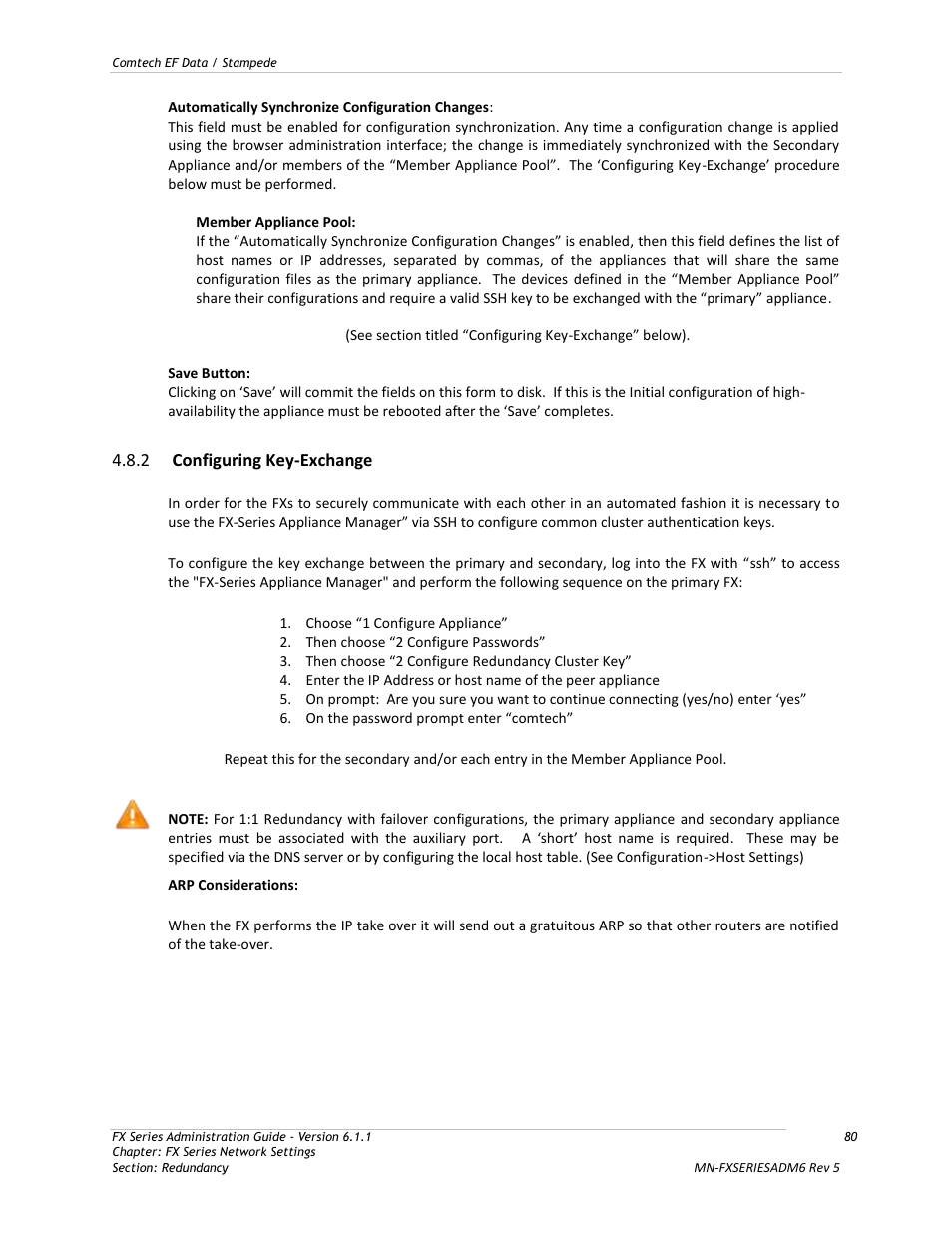 Configuring key-exchange, 2 configuring key-exchange | Comtech EF Data FX Series Administrator Guide User Manual | Page 80 / 151