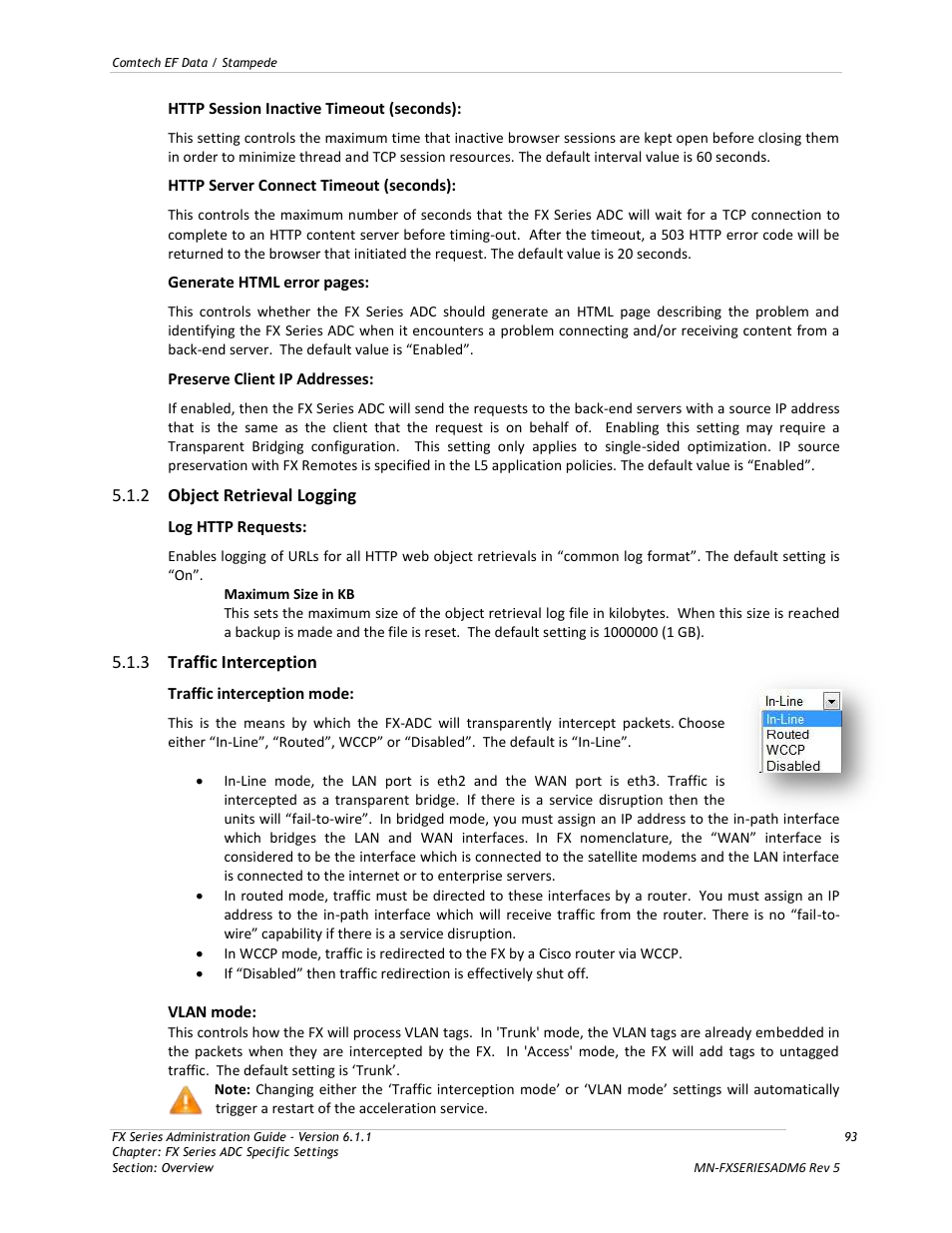 Object retrieval logging, Traffic interception | Comtech EF Data FX Series Administrator Guide User Manual | Page 93 / 151