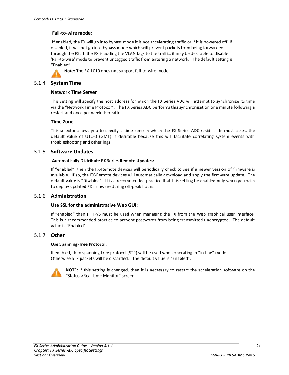 System time, Software updates, Administration | Other | Comtech EF Data FX Series Administrator Guide User Manual | Page 94 / 151