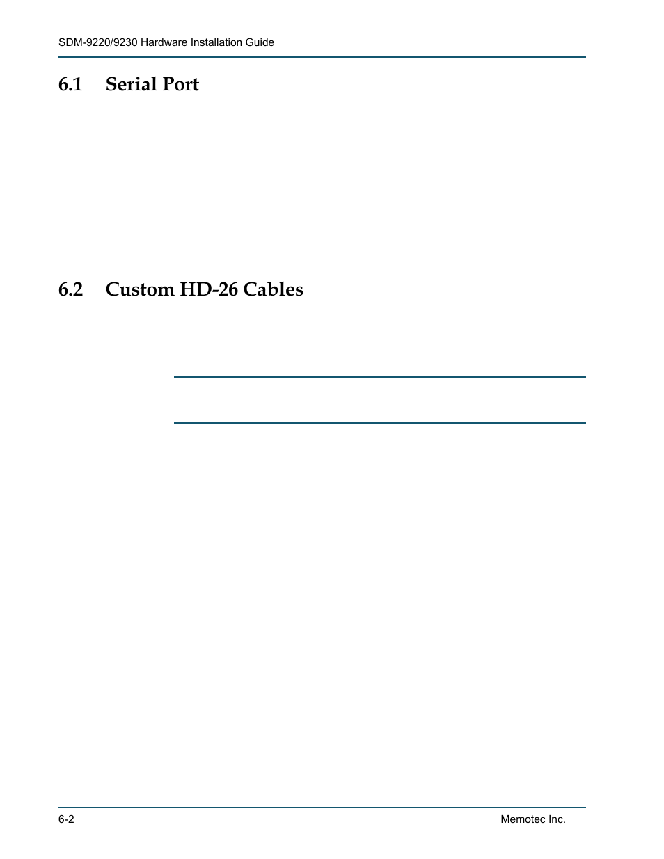 1 serial port, 2 custom hd-26 cables, Serial port -2 | Custom hd-26 cables -2 | Comtech EF Data SDM-9220 User Manual | Page 112 / 144