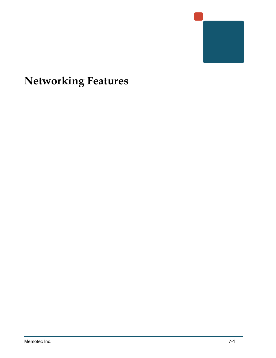 Networking features, Chapter 7: networking features -1 | Comtech EF Data SDM-9220 User Manual | Page 121 / 144