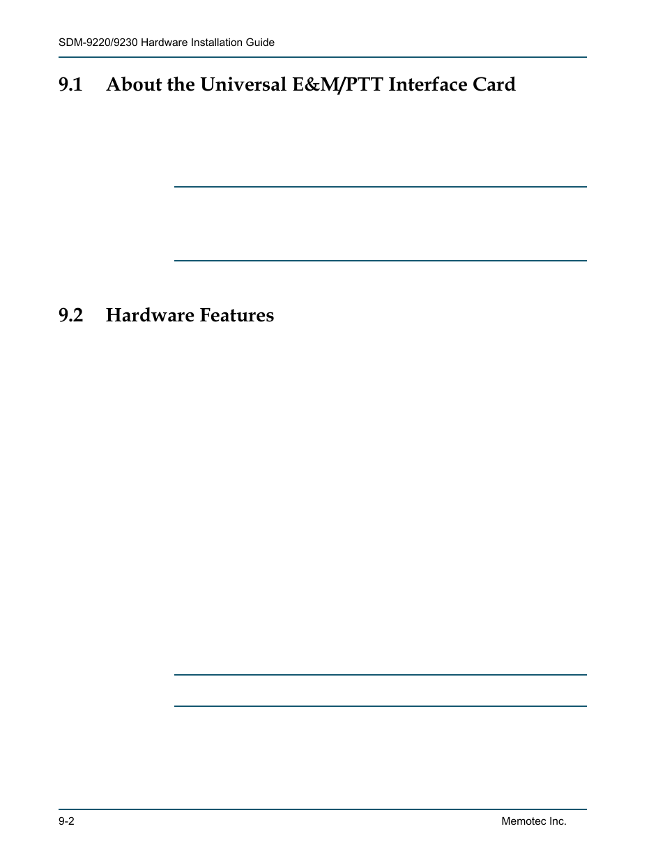 1 about the universal e&m/ptt interface card, 2 hardware features, 1 cable and connector | About the universal e&m/ptt interface card -2, Hardware features -2, Cable and connector -2 | Comtech EF Data SDM-9220 User Manual | Page 130 / 144