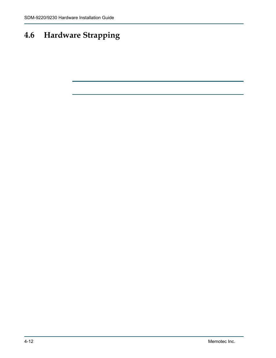 6 hardware strapping, 1 nt/te mode, Hardware strapping -12 | Nt/te mode -12, Nt/te mode” on | Comtech EF Data SDM-9220 User Manual | Page 54 / 144