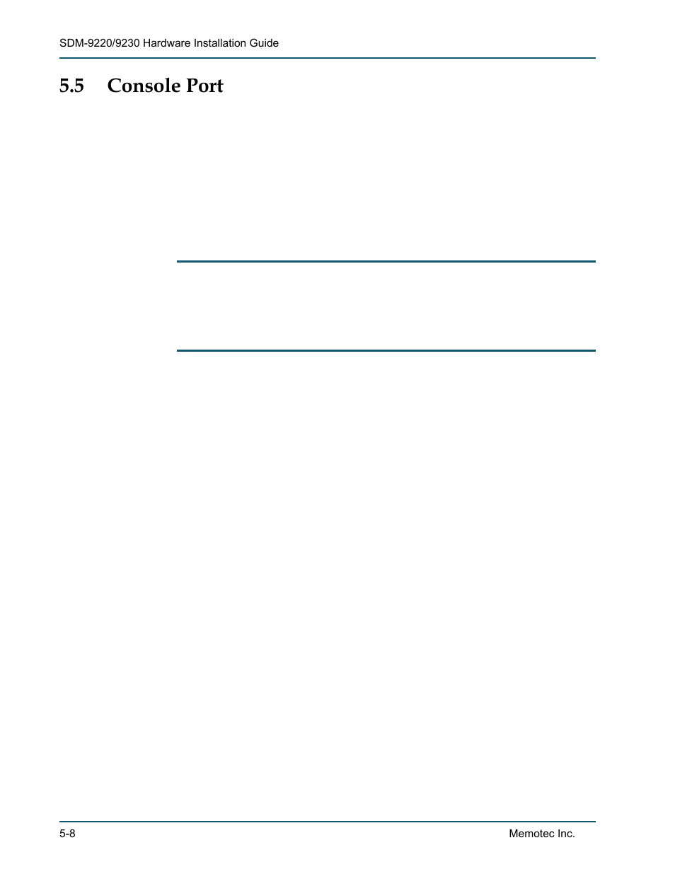 5 console port, 1 port, 2 console cable | Console port -8, Port -8, Console cable -8 | Comtech EF Data SDM-9220 User Manual | Page 86 / 144