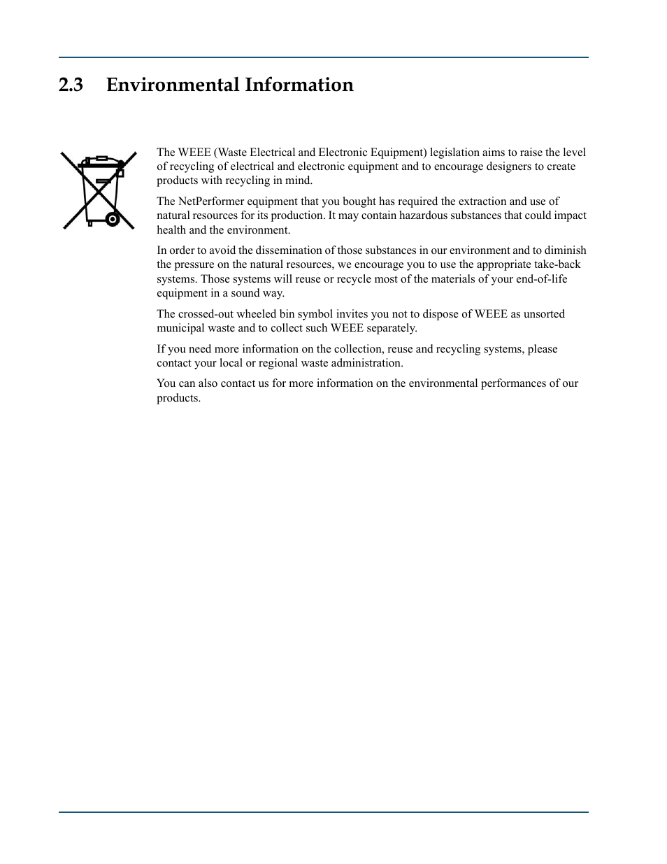 3 environmental information, 1 waste electrical and electronic equipment – weee, Environmental information -8 | Comtech EF Data SDM-9600 User Manual | Page 30 / 94