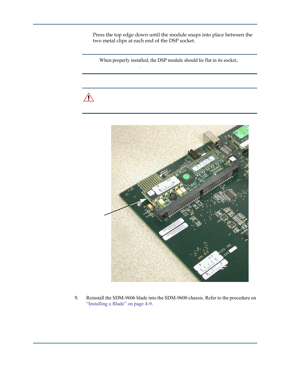 Inserting a dsp module – final position -7 | Comtech EF Data SDM-9600 User Manual | Page 45 / 94