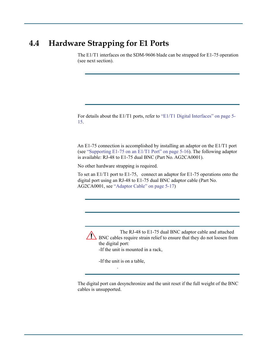 4 hardware strapping for e1 ports, 1 strapping for e1-75 operation, Hardware strapping for e1 ports -8 | Strapping for e1-75 operation -8, Strapping for e1-75 | Comtech EF Data SDM-9600 User Manual | Page 46 / 94