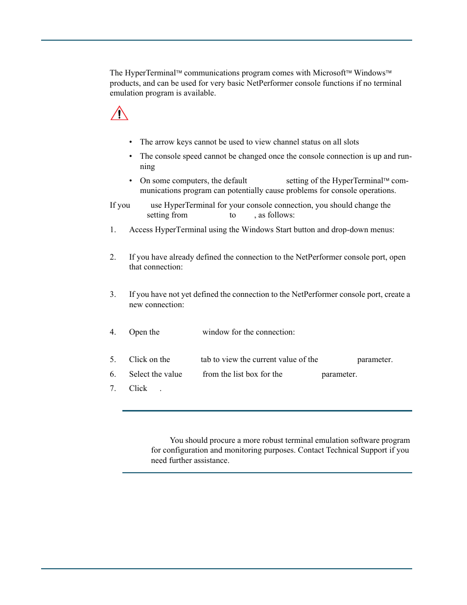 3 concerning hyperterminal connections, Concerning hyperterminal connections -20 | Comtech EF Data SDM-9600 User Manual | Page 58 / 94