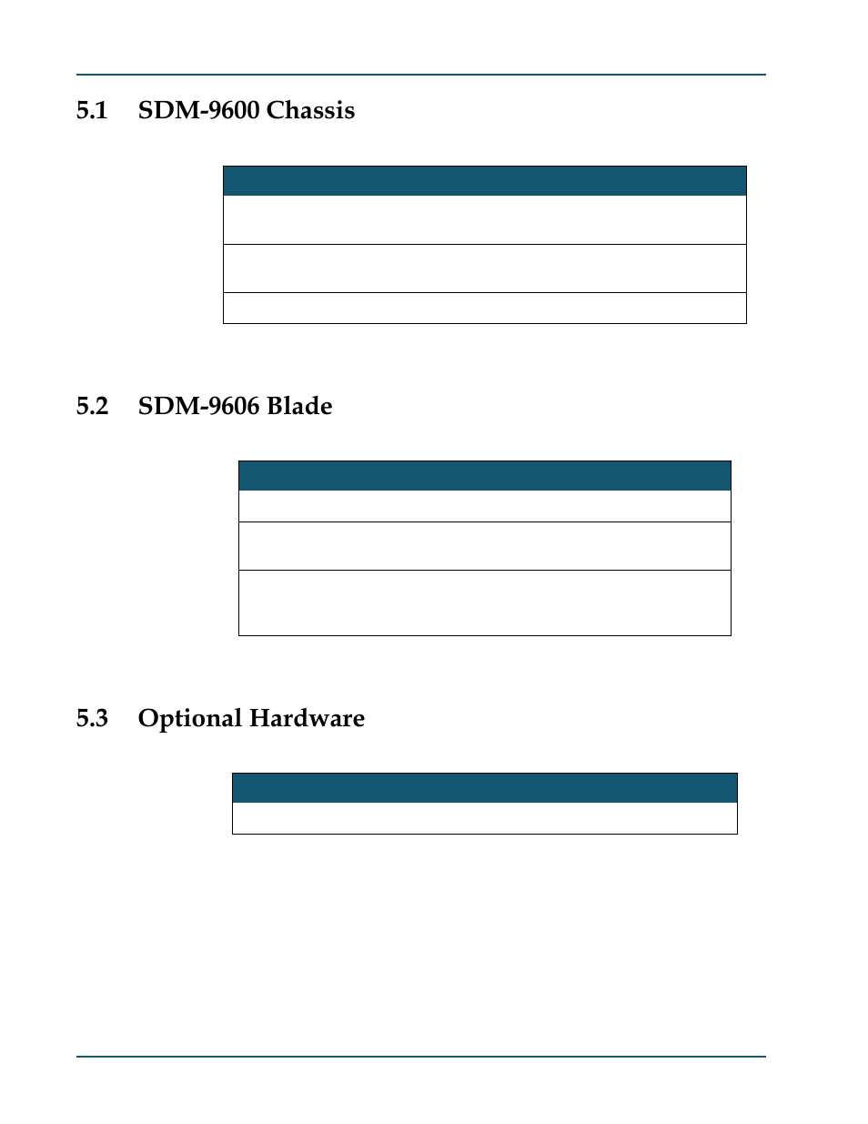 1 sdm-9600 chassis, 2 sdm-9606 blade, 3 optional hardware | Sdm-9600 chassis -2, Sdm-9606 blade -2, Optional hardware -2, Feature items for the sdm-9600 chassis -2, Feature items for the sdm-9606 blade -2, Feature items for optional hardware -2 | Comtech EF Data SDM-9600 User Manual | Page 64 / 94