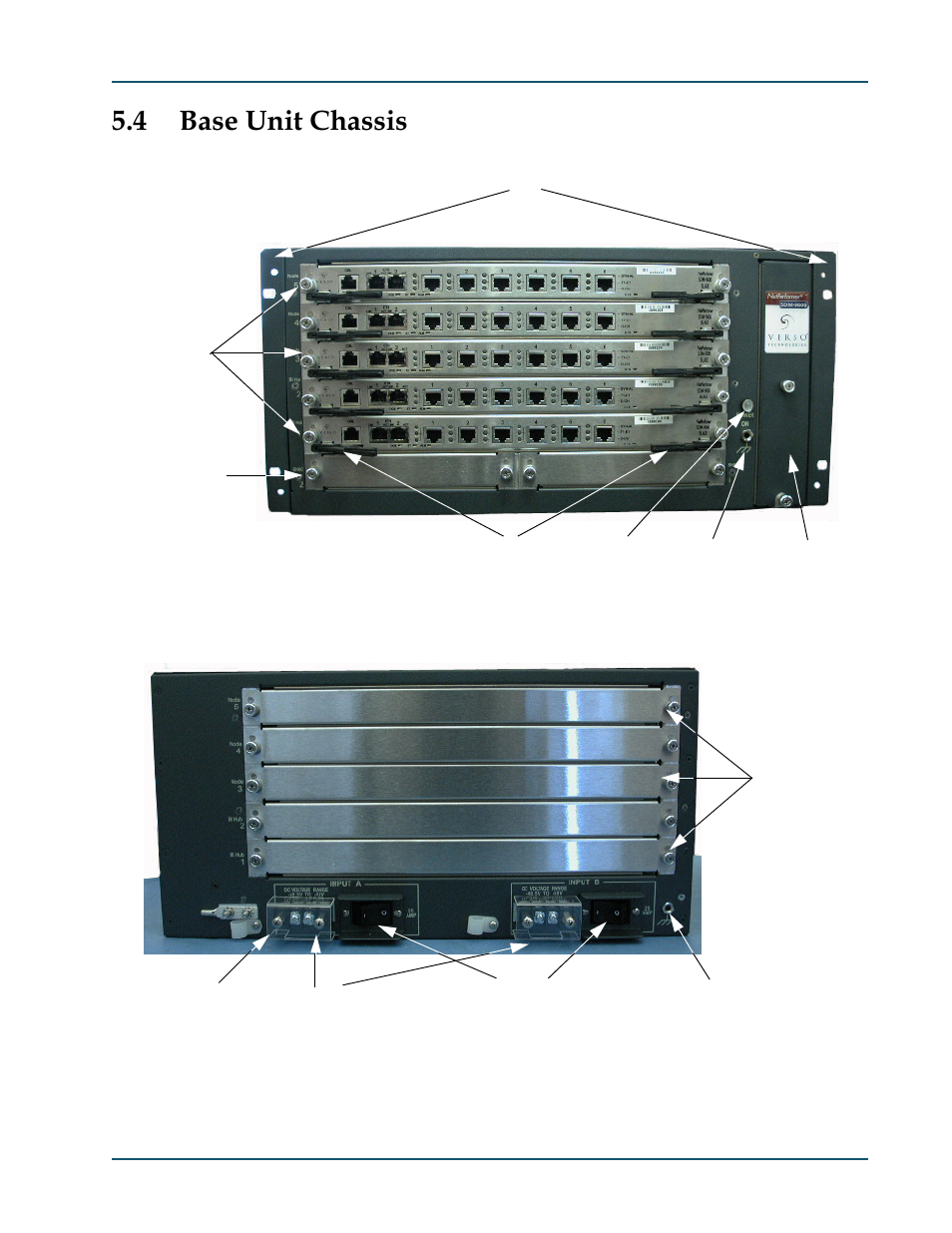 4 base unit chassis, Base unit chassis -3, Rear view of the sdm-9600 chassis -3 | Led. refer to, Figure 5-1, Figure 5-2 | Comtech EF Data SDM-9600 User Manual | Page 65 / 94