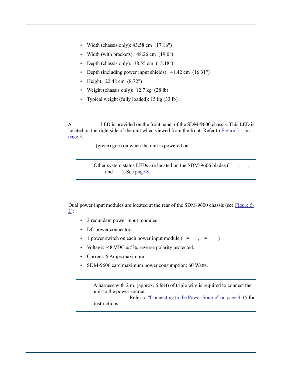 1 physical dimensions, 2 chassis system status leds, 3 power input modules | Physical dimensions -4, Chassis system status leds -4, Power input modules -4, Power input | Comtech EF Data SDM-9600 User Manual | Page 66 / 94