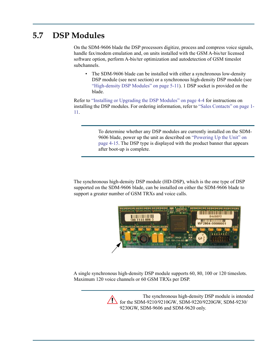 7 dsp modules, 1 high-density dsp modules, Dsp modules -11 | High-density dsp modules -11, Synchronous high-density dsp module -11, Refer to | Comtech EF Data SDM-9600 User Manual | Page 73 / 94
