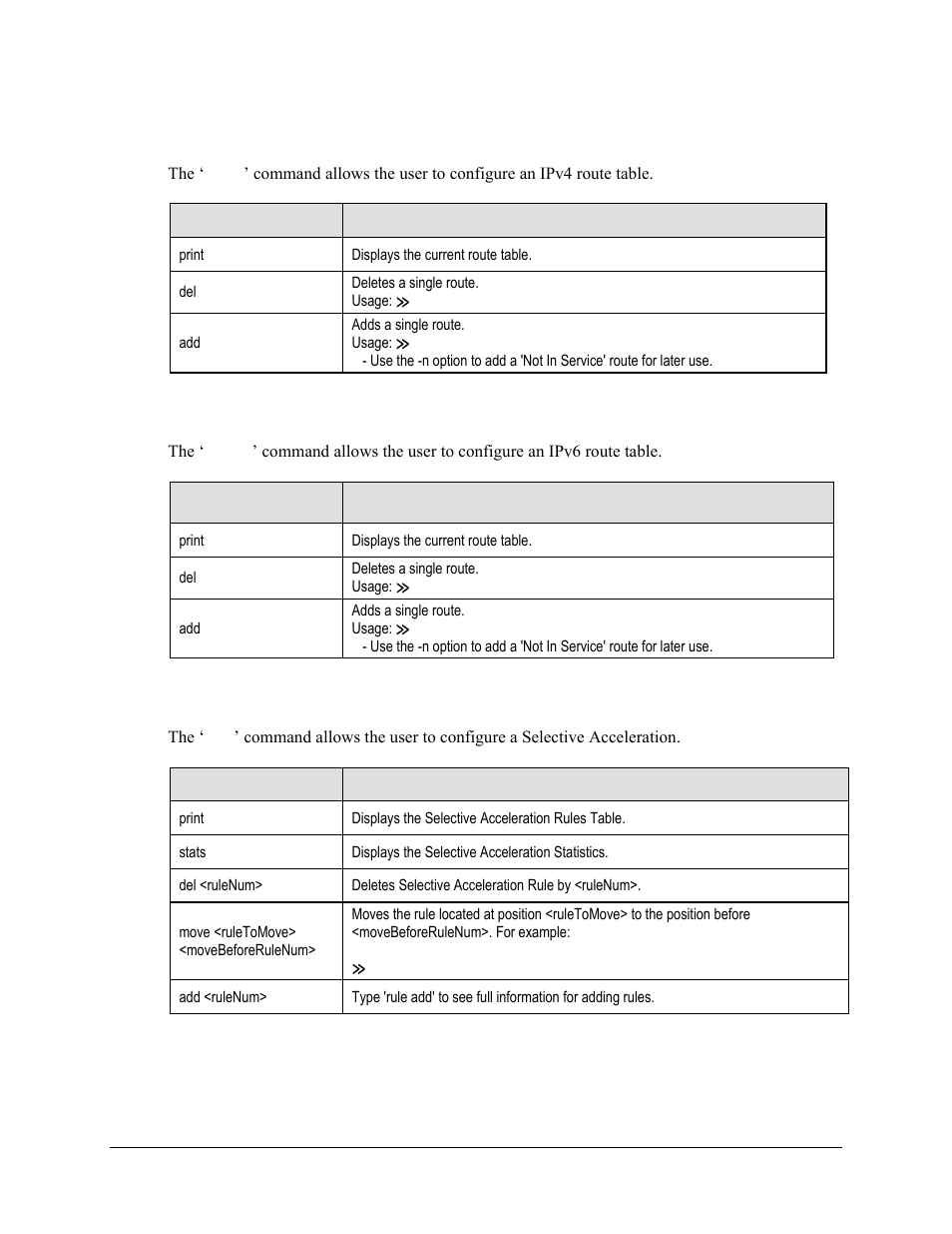 6 ‘route’ command, 7 ‘route6’ command, 8 ‘rule’ command | Comtech EF Data turboIP-G2 User Manual | Page 107 / 172