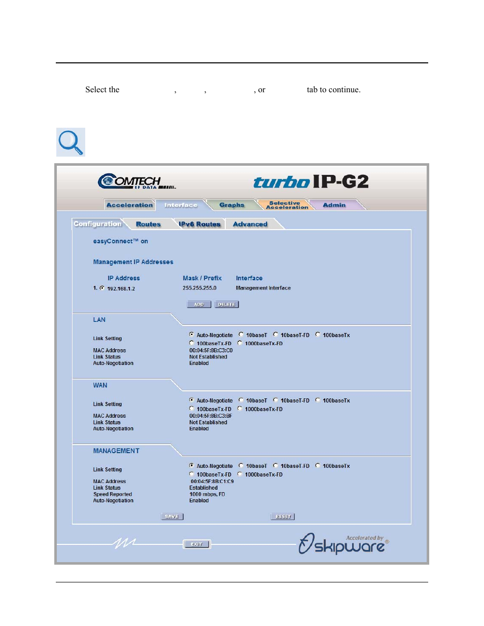 2 interface pages, 1 interface | configuration page | Comtech EF Data turboIP-G2 User Manual | Page 117 / 172