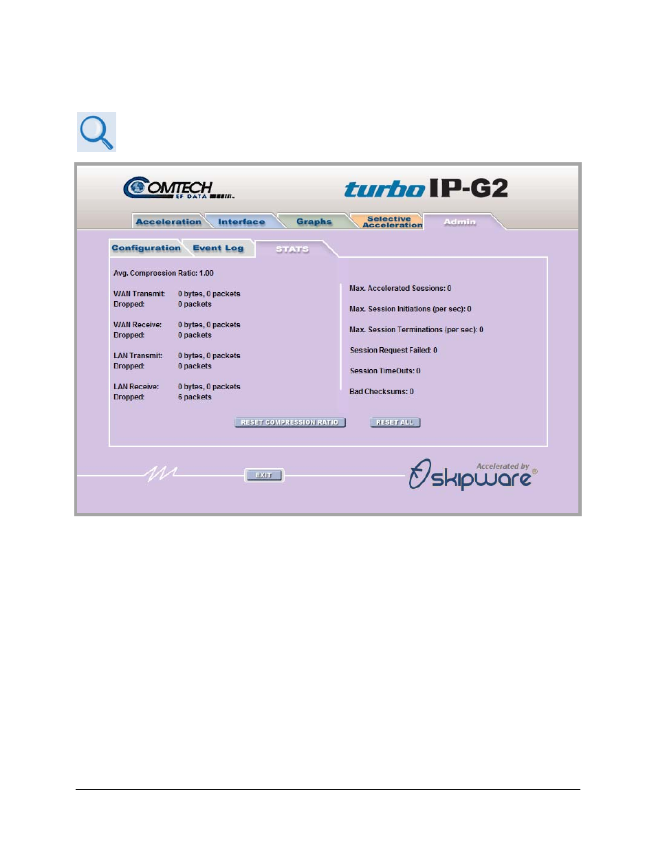3 admin | stats page | Comtech EF Data turboIP-G2 User Manual | Page 125 / 172