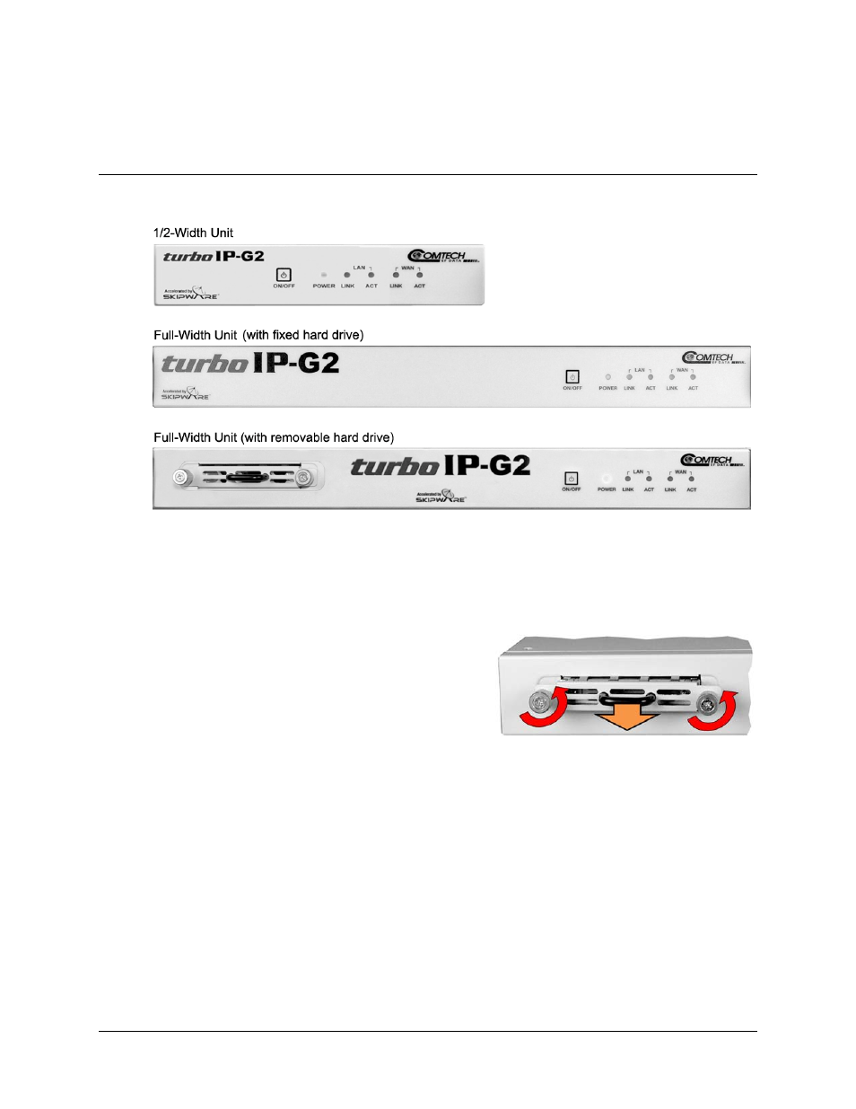 3 physical features, 1 front panels | Comtech EF Data turboIP-G2 User Manual | Page 29 / 172