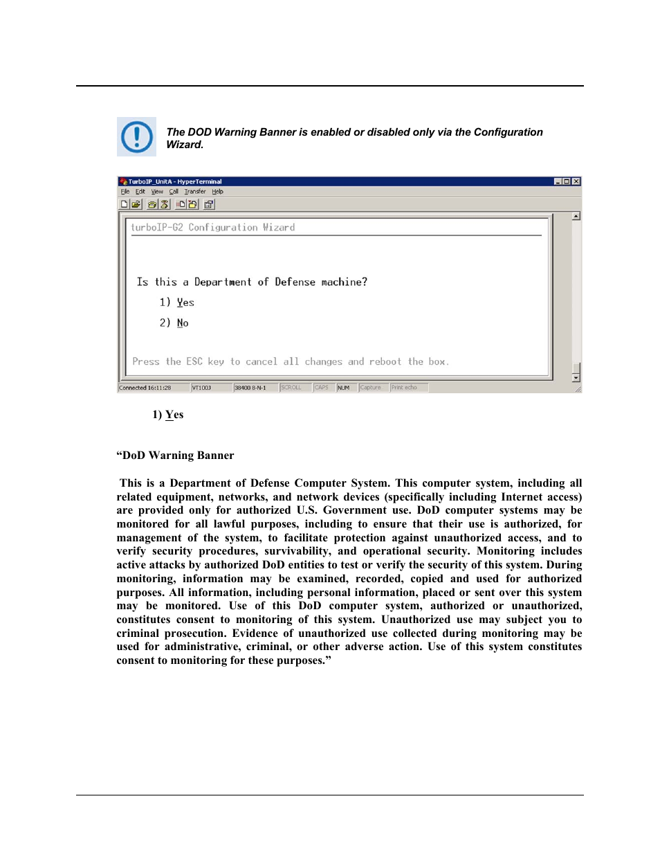 4 dod warning banner | Comtech EF Data turboIP-G2 User Manual | Page 59 / 172