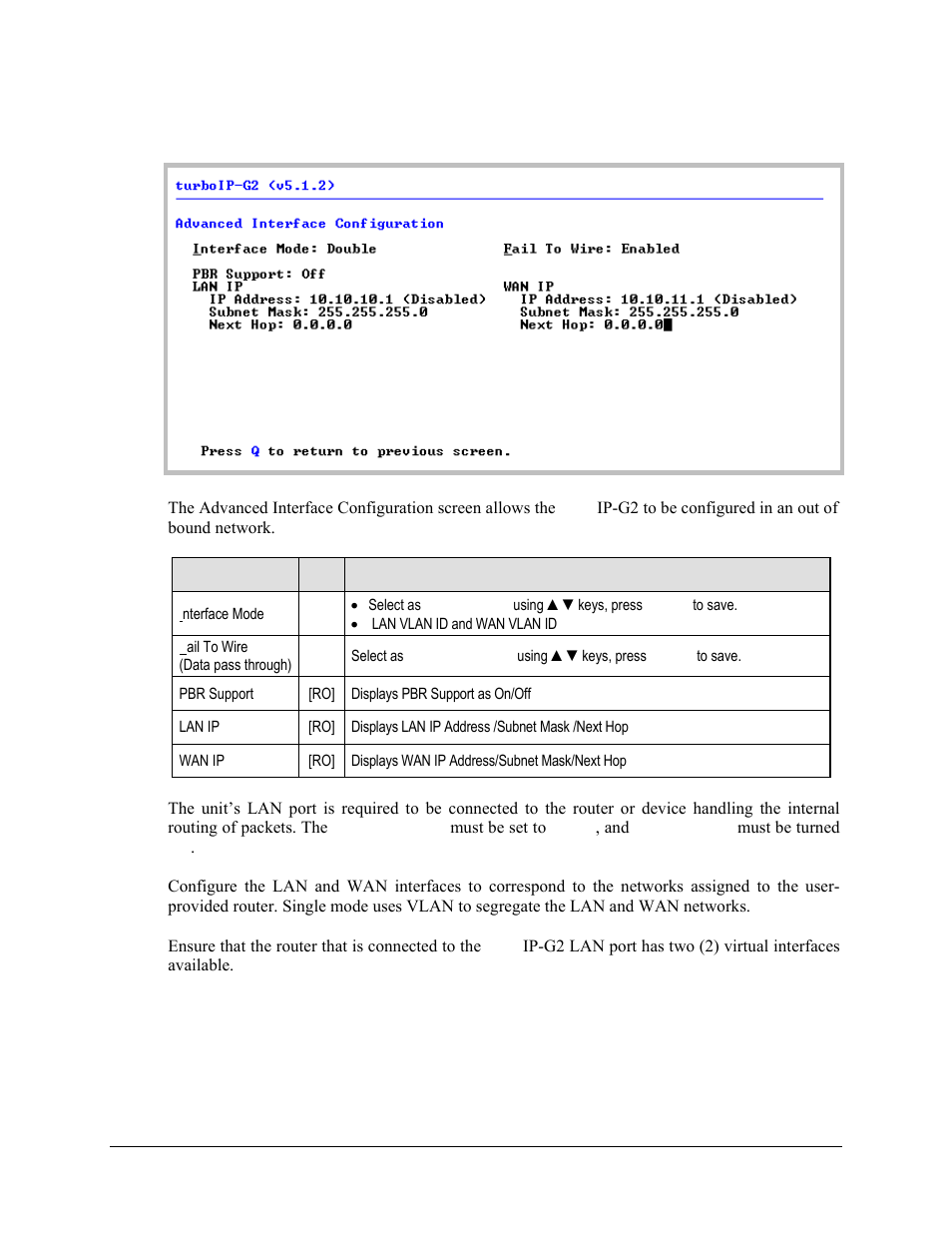 3 configure interfaces | advanced options screen | Comtech EF Data turboIP-G2 User Manual | Page 83 / 172