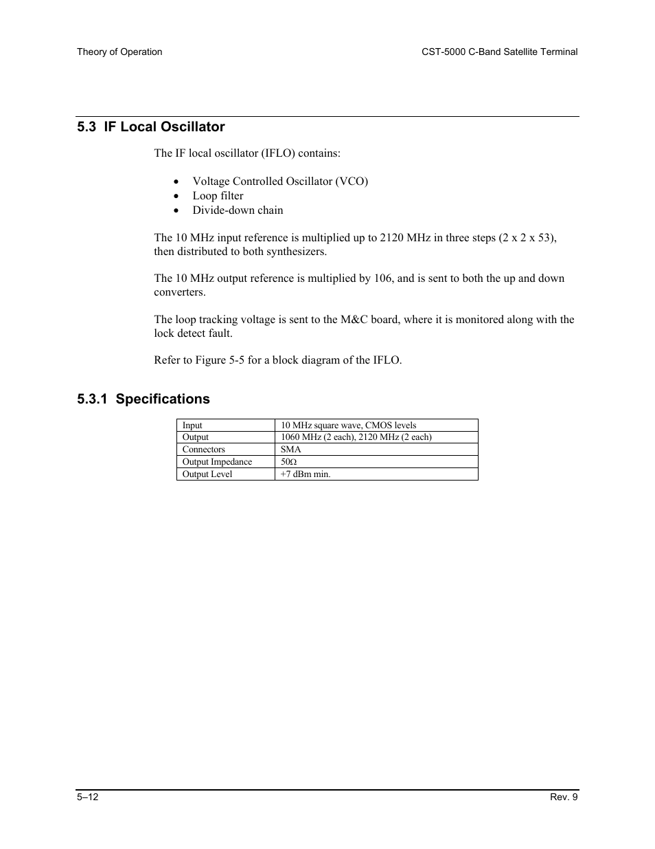 If local oscillator, Specifications, 3 if local oscillator | 1 specifications | Comtech EF Data CST-5000 User Manual | Page 101 / 149