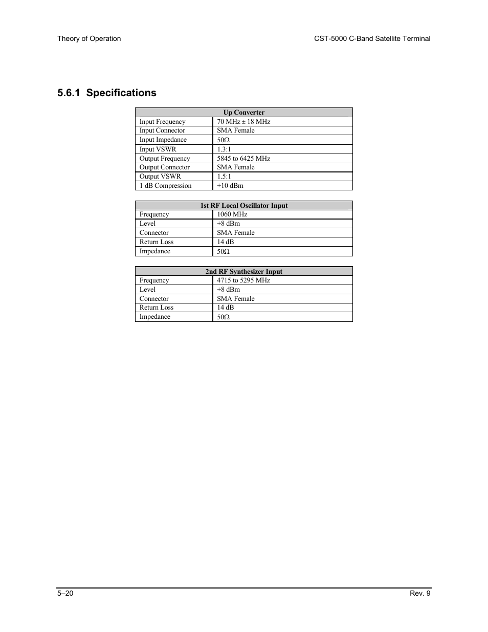 Specifications, 1 specifications | Comtech EF Data CST-5000 User Manual | Page 109 / 149