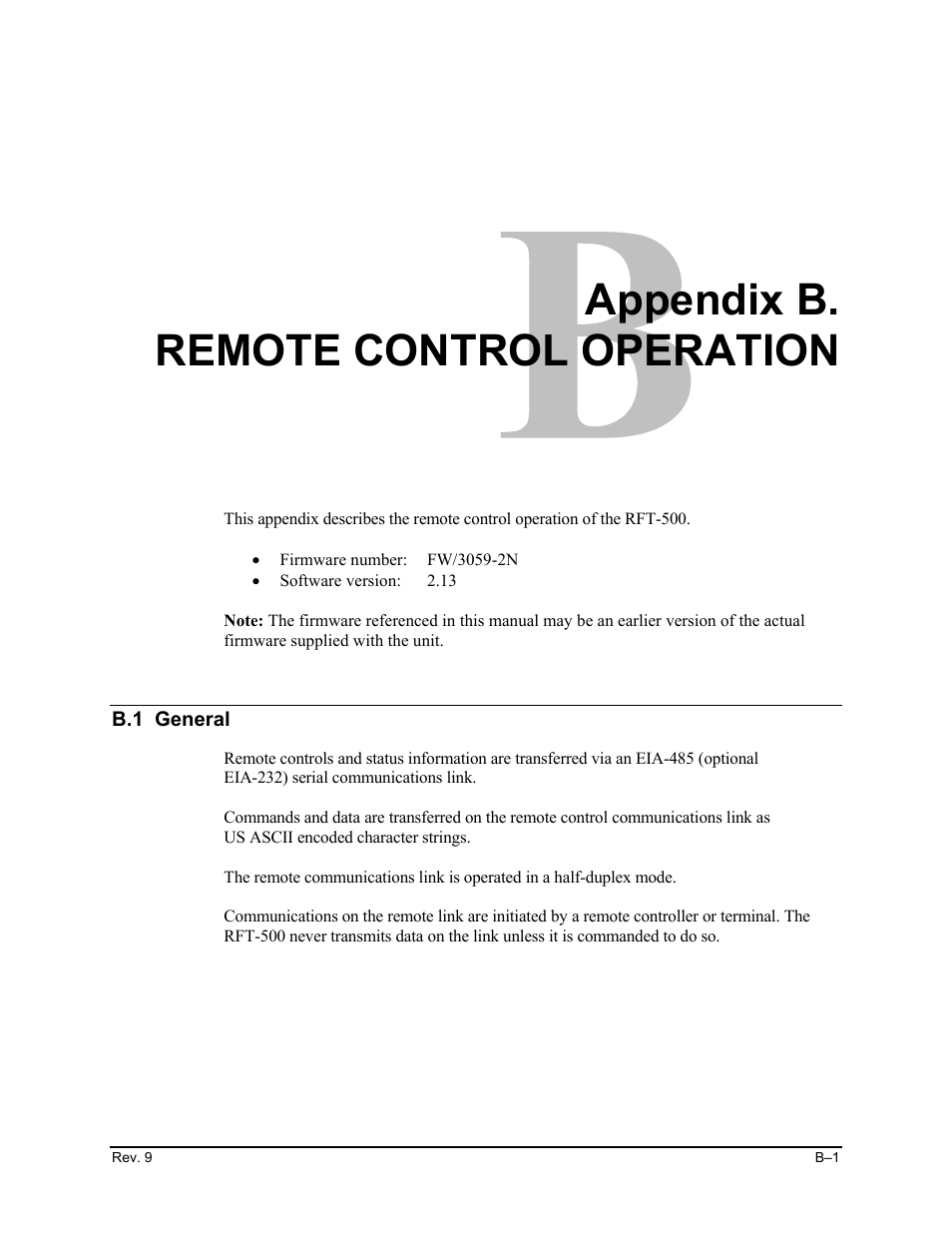 Remote control operation, B.1 general, Appendix b. remote control operation | Comtech EF Data CST-5000 User Manual | Page 134 / 149