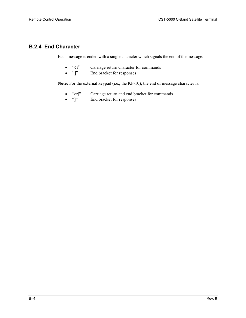 B.2.4 end character | Comtech EF Data CST-5000 User Manual | Page 137 / 149