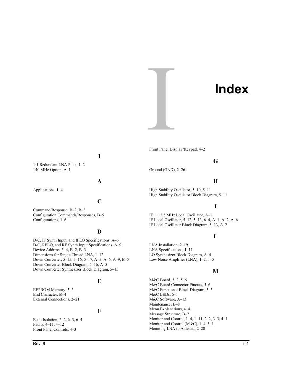 Index | Comtech EF Data CST-5000 User Manual | Page 146 / 149