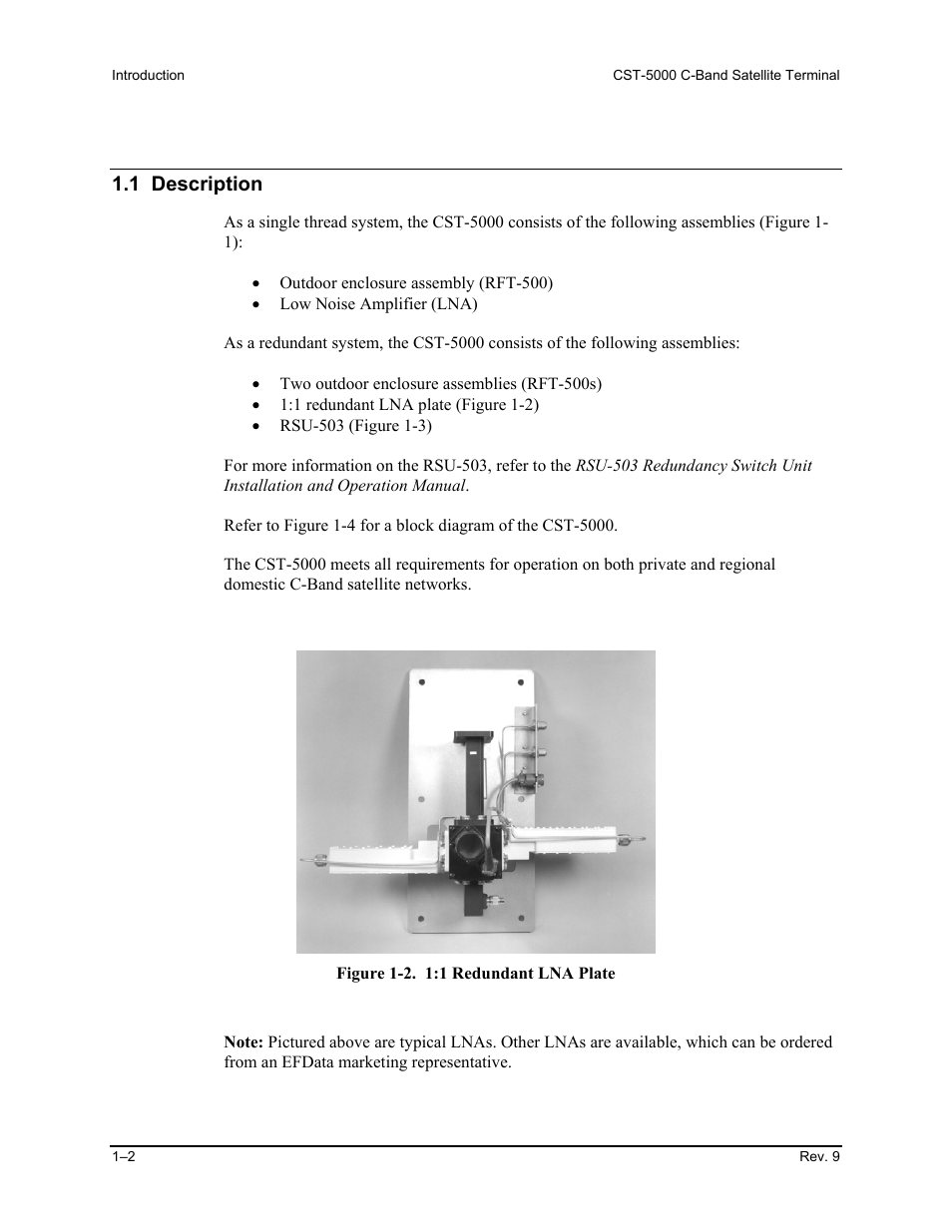 Description, 1 description | Comtech EF Data CST-5000 User Manual | Page 18 / 149