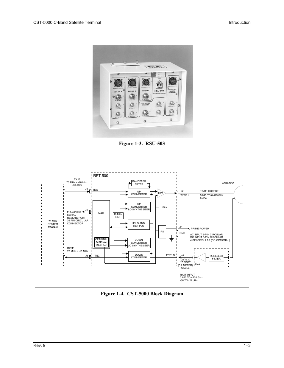 Rsu-503 (figure 1-3), Refer to figure 1-4 for a block diagram | Comtech EF Data CST-5000 User Manual | Page 19 / 149