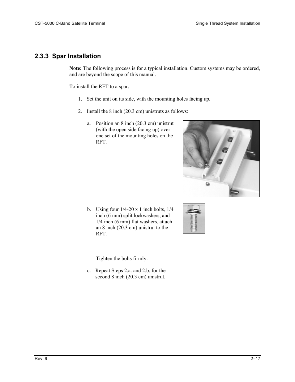 Spar installation, 3 spar installation | Comtech EF Data CST-5000 User Manual | Page 45 / 149