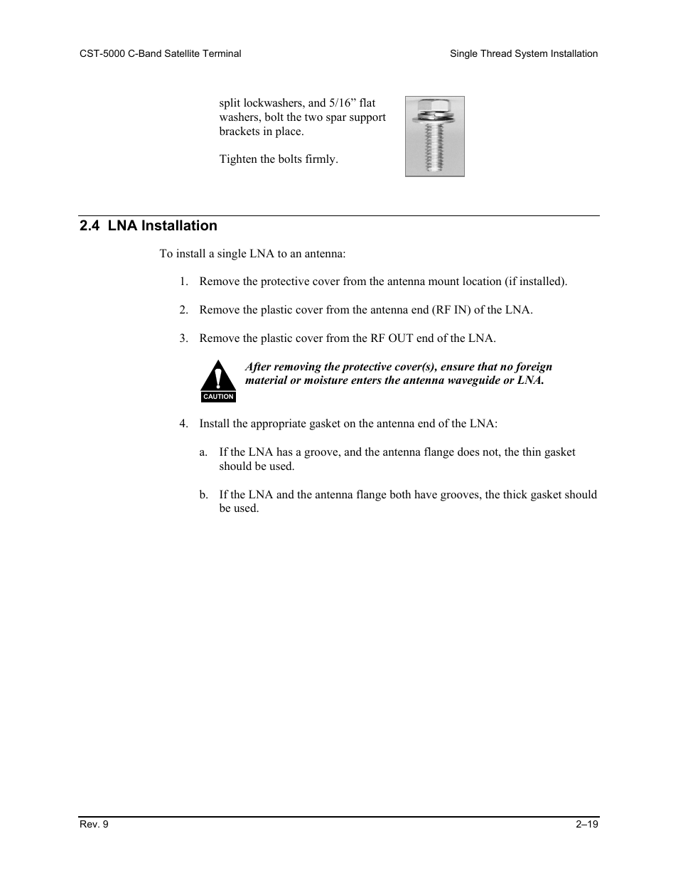 4 lna installation | Comtech EF Data CST-5000 User Manual | Page 47 / 149