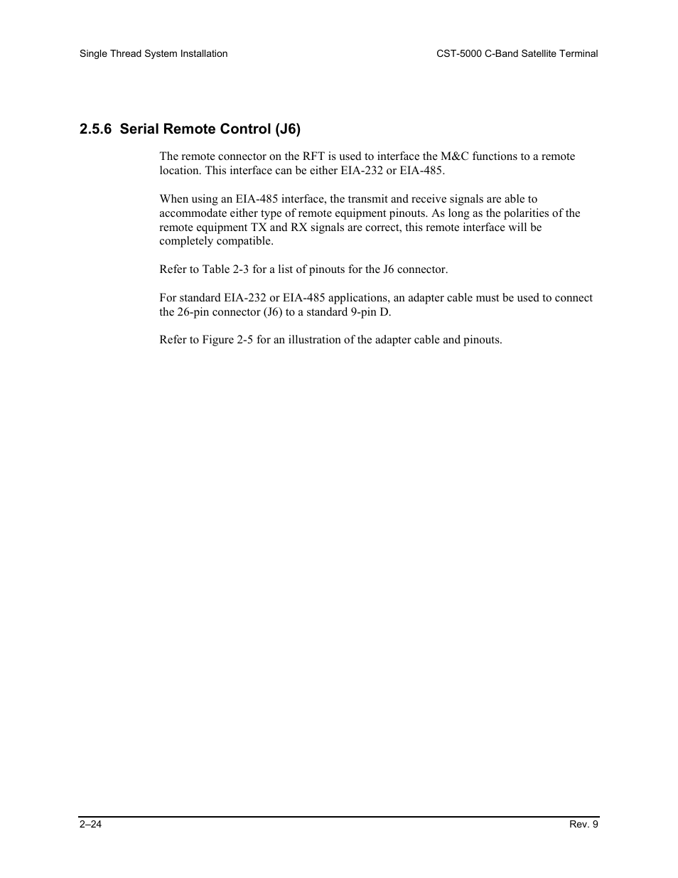 Serial remote control (j6), 6 serial remote control (j6) | Comtech EF Data CST-5000 User Manual | Page 52 / 149