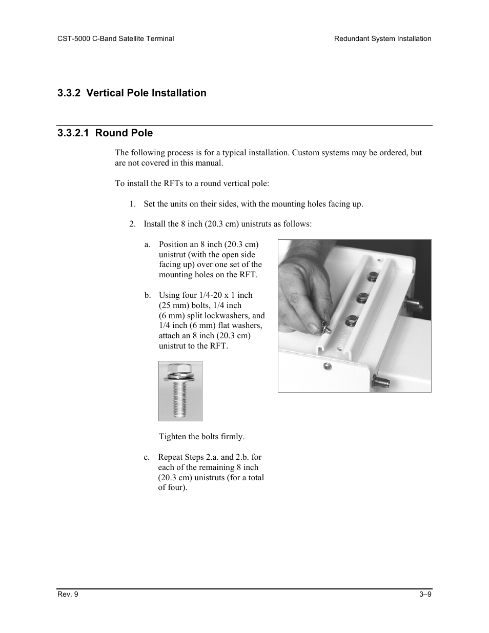 Vertical pole installation | Comtech EF Data CST-5000 User Manual | Page 63 / 149